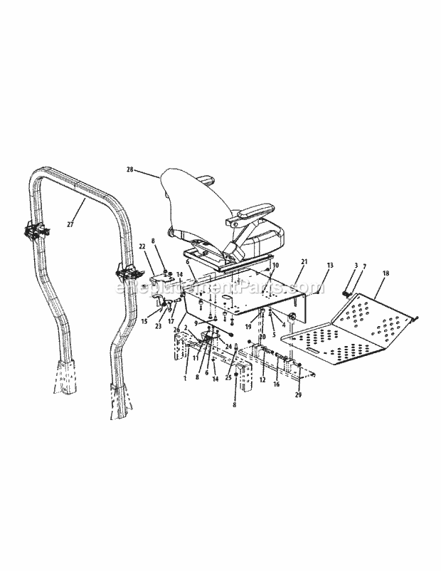 Seat & Floor Panel Assembly Diagram and Parts List for M54-KH (53BH8CT4050) (2011 & After) Cub Cadet Sprayer